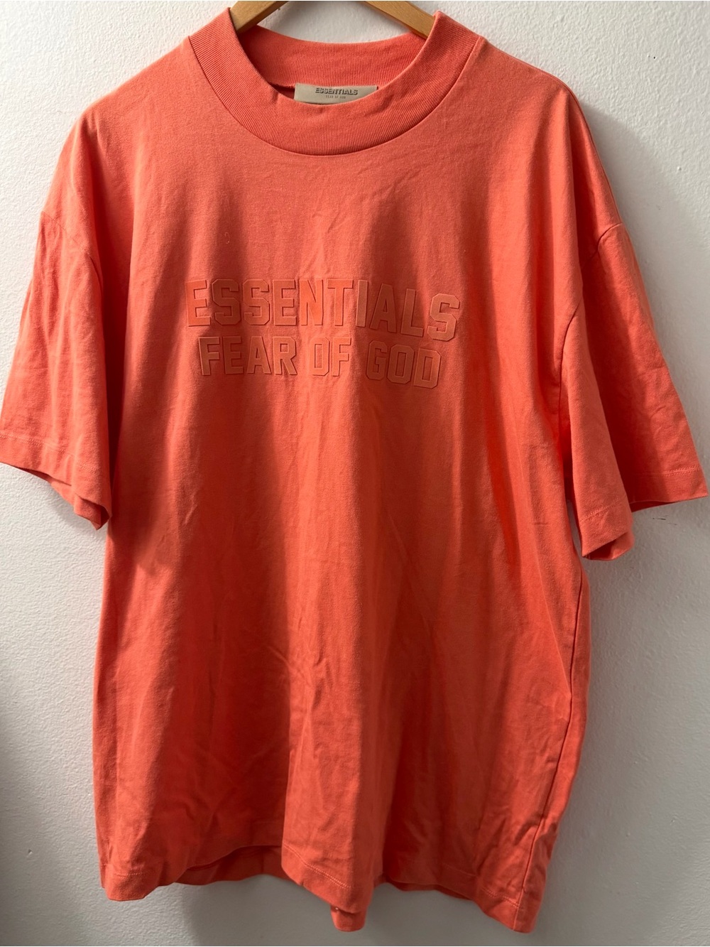Fear of God Essentials Short Sleeve Logo Tee in Coral Orange